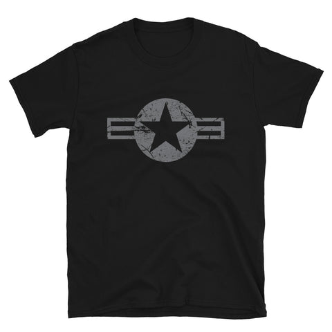 USA Insignia - Gray Print - Distressed/Grunge - Short-Sleeve Unisex T-Shirt
