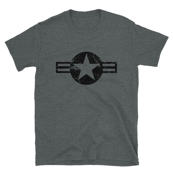 USA Insignia - Black Print - Distressed/Grunge -Short-Sleeve Unisex T-Shirt