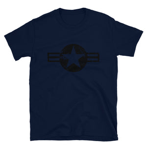 USA Insignia - Black Print - Distressed/Grunge -Short-Sleeve Unisex T-Shirt