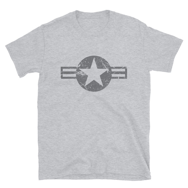 USA Insignia - Gray Print - Distressed/Grunge - Short-Sleeve Unisex T-Shirt