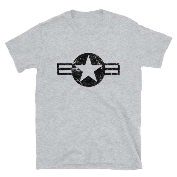 USA Insignia - Black Print - Distressed/Grunge -Short-Sleeve Unisex T-Shirt