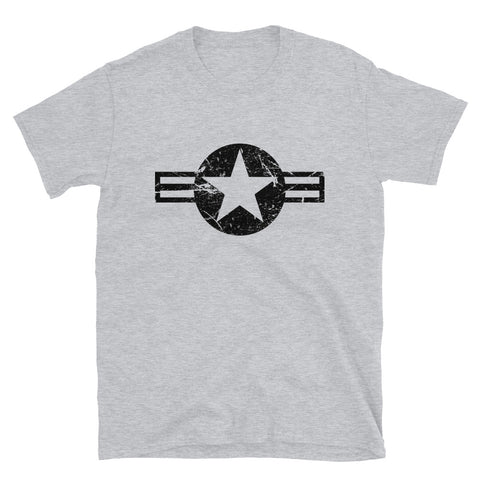USA Insignia - Black Print - Distressed/Grunge -Short-Sleeve Unisex T-Shirt