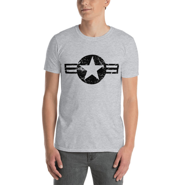 USA Insignia - Black Print - Distressed/Grunge -Short-Sleeve Unisex T-Shirt