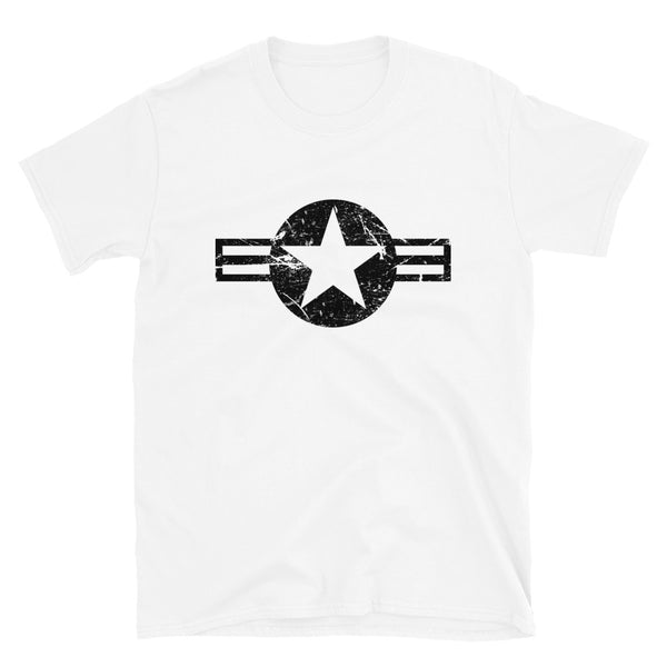 USA Insignia - Black Print - Distressed/Grunge -Short-Sleeve Unisex T-Shirt