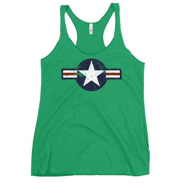 USA Insignia - Color Print - Distressed/Grunge – Women's Racerback Tank