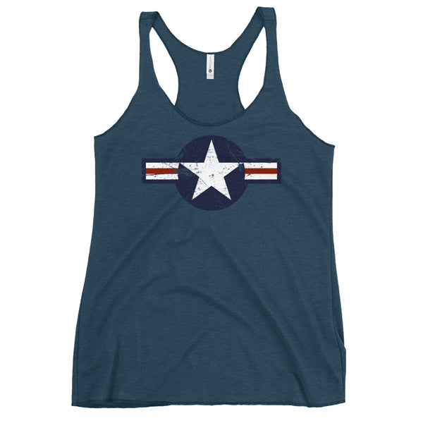 USA Insignia - Color Print - Distressed/Grunge – Women's Racerback Tank