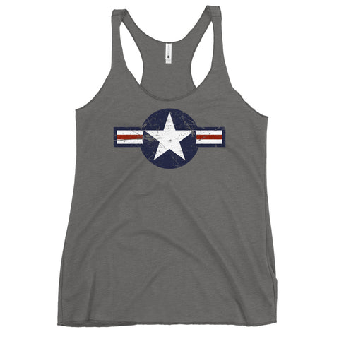 USA Insignia - Color Print - Distressed/Grunge – Women's Racerback Tank